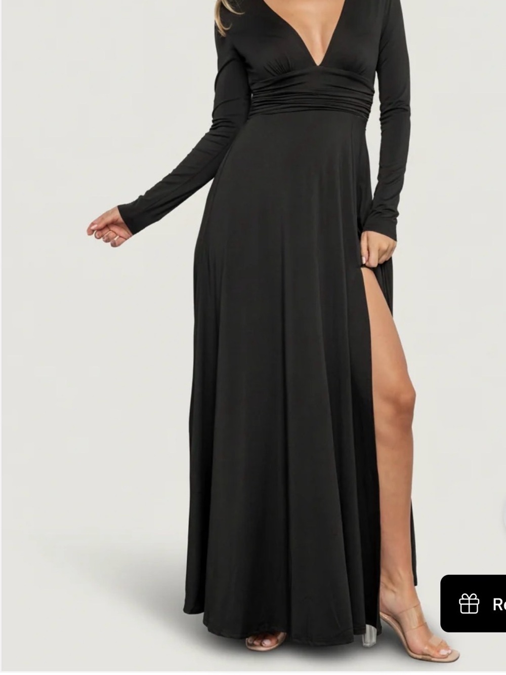 Baltic Born Women's Black Long Sleeve V-Neck Maxi Dress